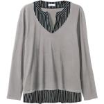 Graue Unifarbene Business Sheego V-Ausschnitt 2 in 1 Pullover für Damen Größe M Große Größen 