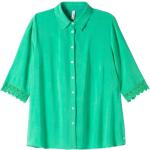 Grüne Unifarbene Elegante 3/4-ärmelige Sheego Festliche Blusen aus Spitze für Damen Große Größen 