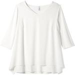 Beige Unifarbene Business Kurzärmelige Sheego V-Ausschnitt Blusenshirts & Schlusen aus Jersey für Damen Größe XL Große Größen 