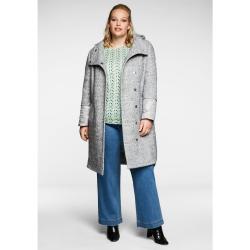 sheego Damen Große Größen Mantel mit Kapuze, in 2-in-1-Optik und A-Linie Trenchcoat Citywear klassisch - unifarben