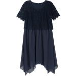 Mitternachtsblaue Bestickte Chiffonkleider mit Reißverschluss aus Chiffon für Damen Größe M Große Größen 