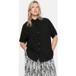 Schwarze Unifarbene Casual Kurzärmelige Sheego Hemdblusen mit Knopf aus Viskose für Damen Größe M Große Größen 