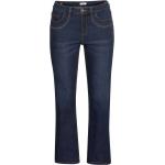 Dunkelblaue Sheego Denim Nachhaltige Bootcut Jeans mit Knopf aus Baumwollmischung für Damen Größe M Große Größen 
