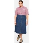 Blaue Sheego Röcke mit Knopfleiste aus Baumwolle für Damen Größe 3 XL Große Größen zum Oktoberfest 