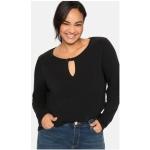 Schwarze Langärmelige Sheego Jerseyshirts mit Cutwork aus Jersey für Damen Größe 3 XL Große Größen 