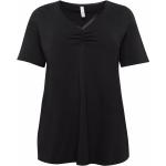 Schwarze Sheego Nachhaltige V-Ausschnitt V-Shirts aus Jersey für Damen Große Größen 