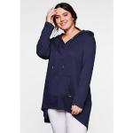 Marineblaue Casual Langärmelige Sheego V-Ausschnitt V-Shirts mit Kapuze für Damen Größe 3 XL Große Größen 