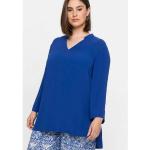 Royalblaue Unifarbene Casual 3/4-ärmelige Sheego Nachhaltige V-Ausschnitt Tunika-Blusen für Damen Größe L Große Größen für den für den Sommer 
