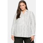Offwhitefarbene Gestreifte Casual Langärmelige Sheego V-Ausschnitt Tunika-Blusen für Damen Größe 3 XL Große Größen 