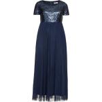 Marineblaue Maxi Abendkleider A-Linie mit Pailletten mit Reißverschluss aus Mesh für Damen Größe L Große Größen für den für den Winter 
