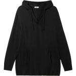 Schwarze Langärmelige Sheego Kaschmir-Pullover aus Wolle mit Kapuze für Damen Größe L Große Größen 