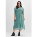 Grüne 3/4-ärmelige Sheego Midi Rundhals-Ausschnitt Shirtkleider aus Mesh für Damen Größe 3 XL Große Größen 