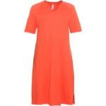 Orange Midi Nachhaltige V-Ausschnitt Shirtkleider Gesmokte für Damen Größe M Große Größen 