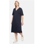 Reduzierte Mitternachtsblaue Sheego Midi V-Ausschnitt Shirtkleider Gesmokte für Damen Größe XXL Große Größen 