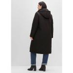 Schwarze Gesteppte Sheego Stehkragen Damensteppmäntel & Damenpuffercoats aus Polyester mit Kapuze Größe XXL Große Größen 