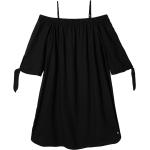 Schwarze 3/4-ärmelige Kleider mit Schlitz aus Viskose für Damen Größe M Große Größen für den für den Sommer 