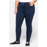 Dunkelblaue Sheego Denim Stretch-Jeans mit Reißverschluss aus Denim für Damen Große Größen 