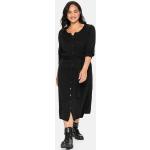 Schwarze Unifarbene Langärmelige Sheego Rundhals-Ausschnitt Strickkleider aus Polyester mit Kapuze für Damen Größe 3 XL Große Größen 