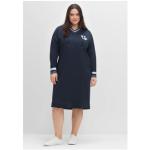 Reduzierte Mitternachtsblaue Bestickte Sheego V-Ausschnitt Sweatkleider mit Kapuze für Damen Größe 3 XL Große Größen 