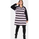Schwarze Casual Langärmelige Sheego Mini Rundhals-Ausschnitt Sweatkleider mit Reißverschluss aus Baumwolle mit Kapuze für Damen Größe 3 XL Große Größen 