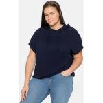 Marineblaue Casual Kurzärmelige Sheego T-Shirts aus Baumwolle mit Kapuze für Damen Größe 3 XL Große Größen 
