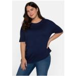 Reduzierte Marineblaue Sheego U-Boot-Ausschnitt T-Shirts aus Jersey für Damen Größe 3 XL Große Größen 