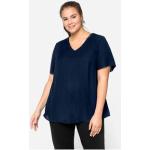 Reduzierte Marineblaue Elegante Kurzärmelige Sheego V-Ausschnitt Tunika-Blusen für Damen Größe XXL Große Größen 