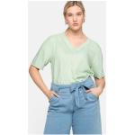 Reduzierte Mintgrüne Kurzärmelige Sheego V-Ausschnitt Tunika-Blusen für Damen Größe 3 XL Große Größen 