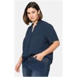 Mitternachtsblaue Kurzärmelige Sheego V-Ausschnitt Tunika-Blusen für Damen Größe L Große Größen 