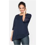 Reduzierte Marineblaue 3/4-ärmelige Sheego Tunika-Blusen durchsichtig aus Chiffon für Damen Größe 3 XL Große Größen für den für den Sommer 