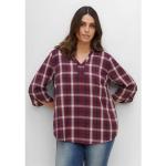 Bunte Karo Casual 3/4-ärmelige Sheego V-Ausschnitt Tunika-Blusen aus Baumwolle für Damen Größe 3 XL Große Größen 
