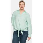 Mintgrüne Unifarbene Casual Langärmelige Sheego V-Ausschnitt Tunika-Blusen ohne Verschluss für Damen Größe 3 XL Große Größen 