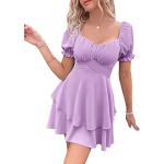 Violette Unifarbene Business SheIn Mini Sommerkleider mit Rüschen für Damen Größe M für Partys für den für den Sommer 