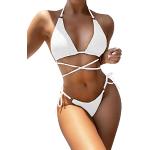 Weiße Sexy SheIn Neckholder-Bikinis für Damen Größe M 2-teilig 