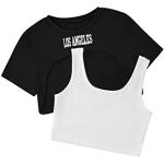 Schwarze SheIn Rundhals-Ausschnitt T-Shirts Cropped für Damen Größe S 2-teilig für den für den Sommer 