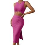Pinke Unifarbene Business SheIn Rundhals-Ausschnitt Tank-Tops Cropped für Damen Größe XS für Partys für den für den Sommer 