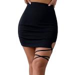 Schwarze Unifarbene Elegante SheIn Mini Sommerröcke mit Cutwork enganliegend für Damen Größe L für Partys für den für den Sommer 