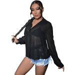 Schwarze Oversize SheIn Transparente Blusen & durchsichtige Blusen durchsichtig für Damen Größe S für Partys für den für den Sommer 