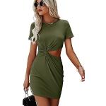 SheIn Damen Elegant Kleid Cut Outs Sommerkleid Casual T-Shirt Kleider Minikleid Bleistift Freizeitkleid mit Twist Armeegrün M