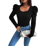 Schwarze Elegante Langärmelige SheIn T-Shirts für Damen Größe XS für Partys für den für den Herbst 