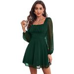 Dunkelgrüne Business SheIn Mini Minikleider & kurze Kleider aus Mesh für Damen Größe S für Partys 
