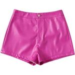 Pinke SheIn Leder Hotpants mit Reißverschluss aus Leder für Damen Größe L 