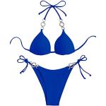 Royalblaue Sexy SheIn Neckholder-Bikinis für Damen Größe XL 2-teilig 