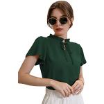 Dunkelgrüne Elegante Kurzärmelige SheIn T-Shirts mit Rüschen für Damen Größe M für Partys für den für den Sommer 