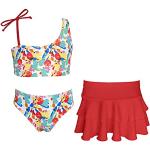 Rote Sportliche Bikini Röcke für Kinder & Kinderbaderöcke für Mädchen 3-teilig für den für den Sommer 