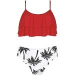 Reduzierte Rote Triangel Bikinis für Kinder mit Rüschen 2-teilig für den für den Sommer 