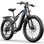 Shengmilo E Bike Herren Elektrofahrrad 26 Zoll E-Mountainbike Vollfederung E-Bike 48V 17.5Ah Akku 7 Gang Schaltwerk Pedelec Elektrisches Fahrrad mit Fat Tire, hydraulische Scheibenbremsen