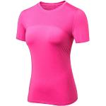 Shengwan Damen Kompressionsshirts Schnell trocknend Sport Fitness Training Laufen Kurzarm T-Shirt Rose S