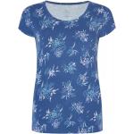Blaue Blumenmuster Kurzärmelige Sherpa T-Shirts für Damen Größe L für den für den Sommer 