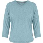 Reduzierte Türkise Langärmelige Sherpa V-Ausschnitt V-Shirts aus Polyester für Damen Größe L für den für den Sommer 